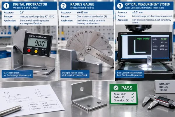 Inspection tools and methods for verifying coining bend accuracy