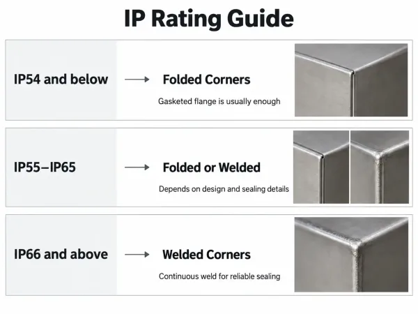 Corner joint selection guide by IP rating for metal enclosures