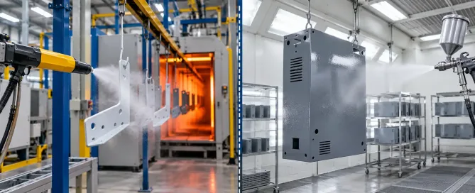Powder coating and wet painting processes side by side for lead time comparison
