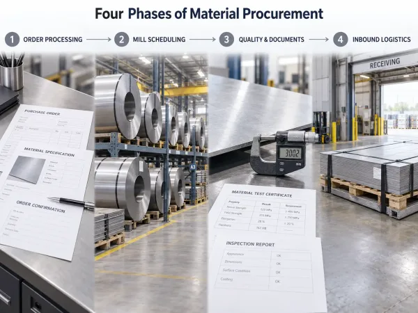 Four phases of material procurement time in manufacturing