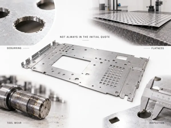 Hidden CNC turret punching costs including deburring flatness and inspection