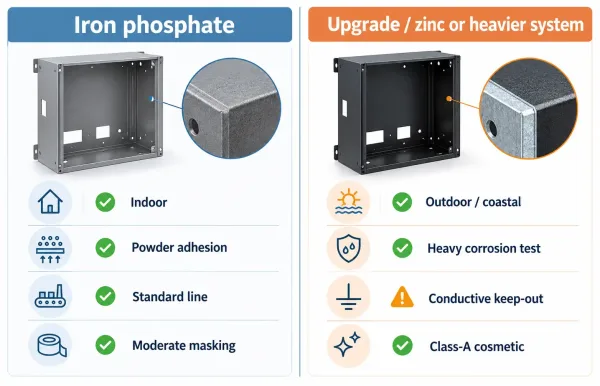 Decision guide for iron phosphate versus heavier pretreatment systems