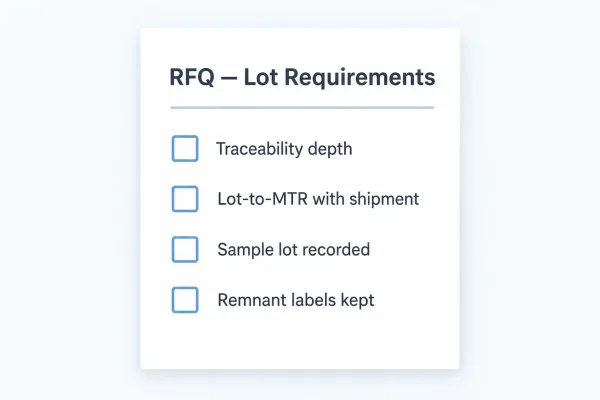 板金注文におけるロット要件のRFQチェックリスト