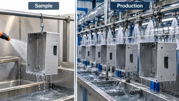 Comparison of sample-run finish versus production multi-stage pretreatment