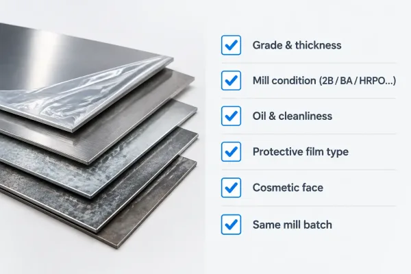Flat diagram of purchase order fields for specifying raw material surface condition