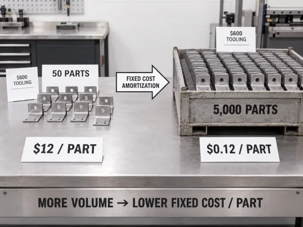 CNC turret punching volume and per-part cost relationship