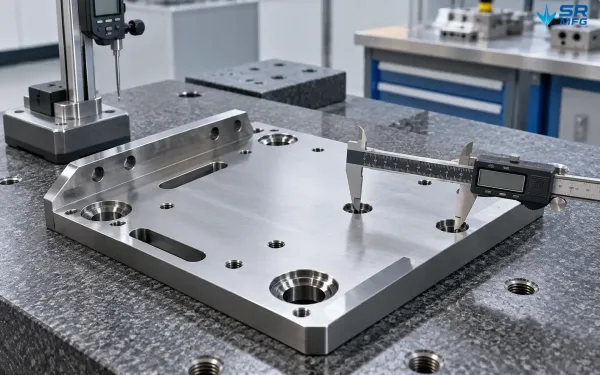 Caliper and height gauge inspection of a machine mounting base plate hole pattern and flatness