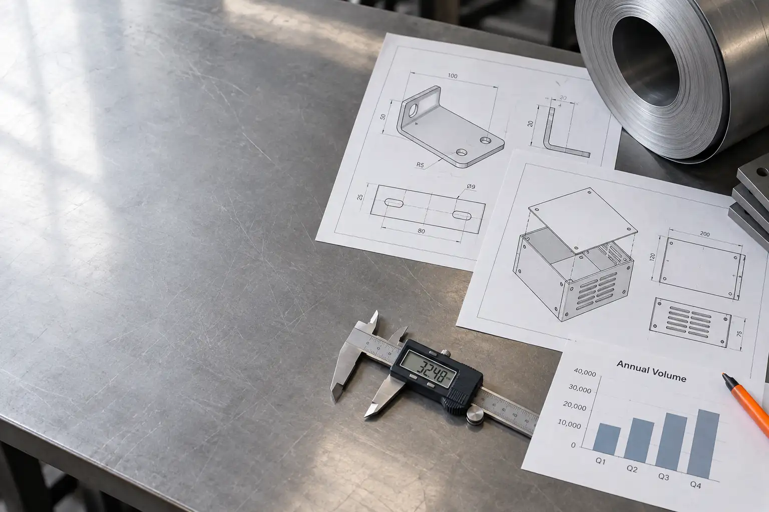 Annual volume planning for custom sheet metal manufacturing