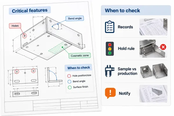 Drawing and PO checklist items for specifying in-process inspection