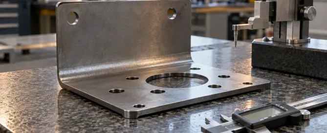 In-process dimensional check of a sheet metal bracket after bending