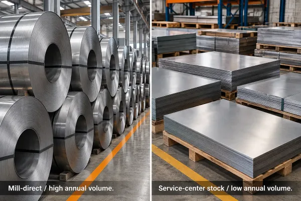 Mill-direct steel coil compared with service-center sheet stock