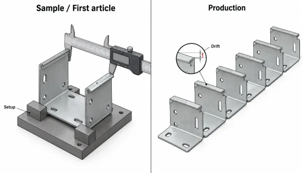 Sample run checks focus on setup while production checks focus on drift
