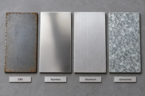 Side by side sheet metal materials showing different humidity and flash rust risks