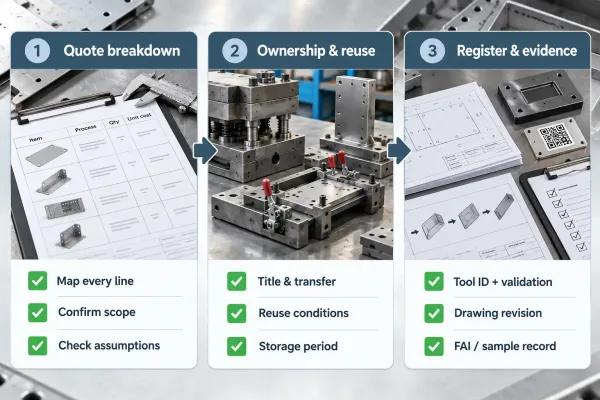Three-block review checklist before approving tooling and NRE on an OEM enclosure quote