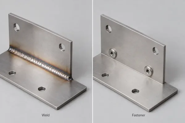 Comparison of a welded sheet metal joint and a joint using standard fasteners
